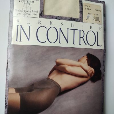 Berkshire In Control Ivory pantyhose size 2 Plus. Tummy toning panel. 1994