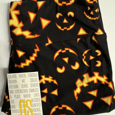 NEW LuLaRoe OS (2-10) Black Orange Jack O Lantern Pumpkin Halloween Leggings