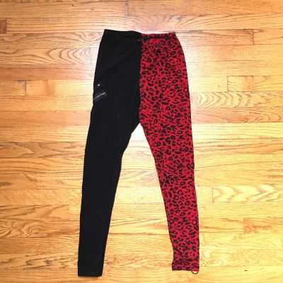 Lip Service Rare Y2K Punk Goth Black Red Asymmetrical Zipper D-ring Leggings S