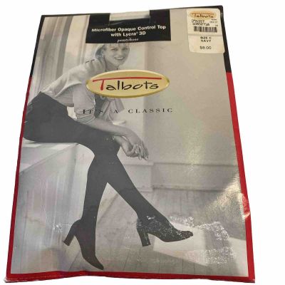 VTG  Microfiber Opaque Control Top Lycra 3D Pantyhose-NAVY- Size C-NEW-USA