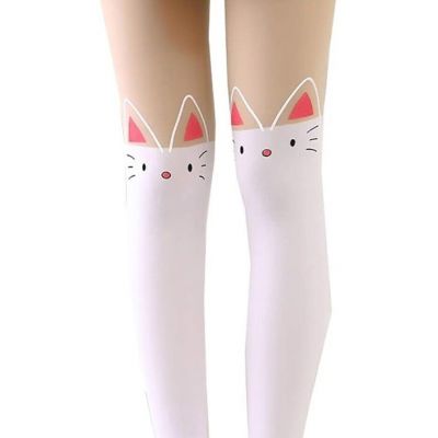 Kawaii Cat Paw Printed Thigh High Anime Cute Stockings Women Tights