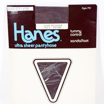 Vintage 1985 Hanes Ultra Sheer Tummy Control Sandlefoot 710 Size A QUICKSILVER