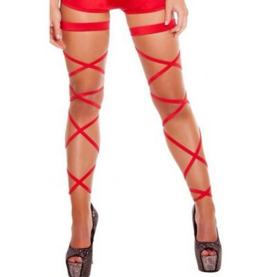 Music Legs Elastic Leg Wrap Ravewear Festival Garter Stockings - Red