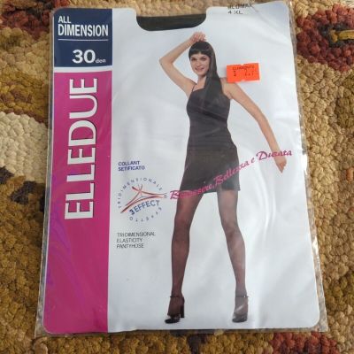 New ELLEDUE 30 Denier Tri-Dimensional Pantyhose BluMarine Blue Size 4 XL