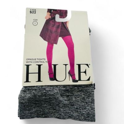 HUE Womens Opaque Tights with Control Top Size 1 Aubergine Heather 1 Pair NEW