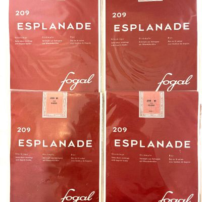 4 NEW Fogal Esplanade 209 Stockings Thigh High Satin Sheer Lingerie Border M VTG