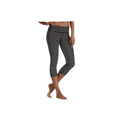 Athleta Striped Workout Cropped Leggings Women Black White Size Small