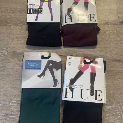 Hue Size 3 Tight Lot Black Bottle Green Currant Simply Vera Wang 4 Pairs NWT