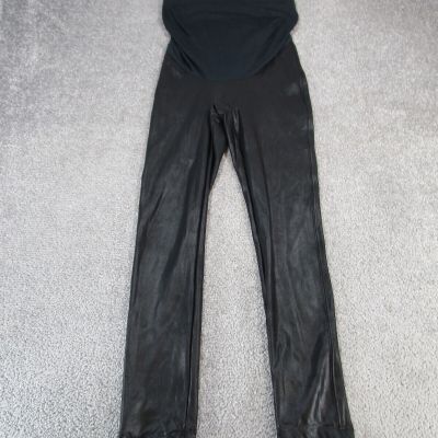 Spanx Maternity Leggings Womens Small Black Faux Leather Crop