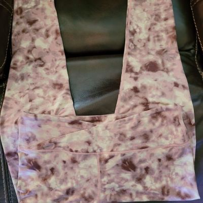 Large MAURICES Ultra High Rise Dusty Rose Abstract Yoga Pants/Leggings PO