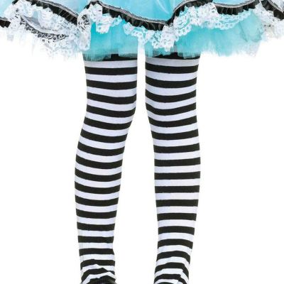 Leg Avenue 4710 Costumes Girls Striped Tights Blk/Wht L