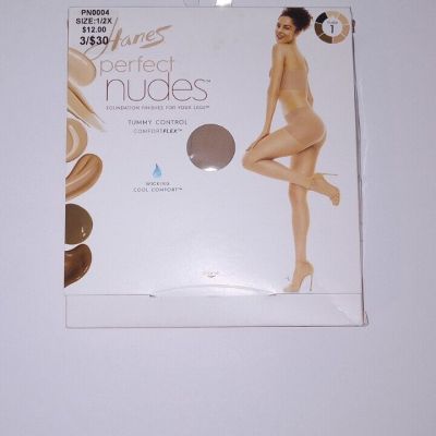 Lot Of 4 Pairs Of Hanes Perfect Nudes #1 Tummy Control Pantyhose SIZE:1/2X