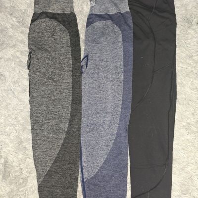 Lot Bundle Medium VICTORIA'S SECRET Pink Seemless Ankle Leggings Black Blue