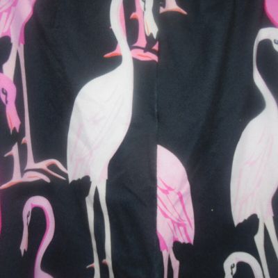 Lily by Firmiana Womens Black Pink Flamingos Elastic Waist Leggings Size 2XL