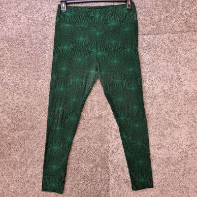 LuLaRoe Tall & Curvy Black and Green Print Pattern Ankle Legging