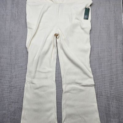 Wild Fable Women's High-Waisted Cozy Ribbed Lounge Flare Leggings Size 2X Cream