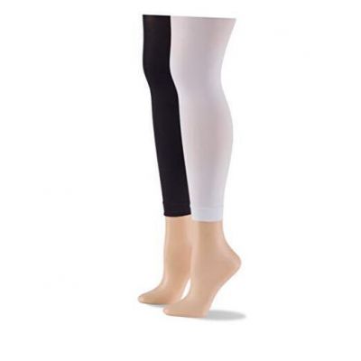 Women's Super Opaque Control Top Footless Tights XX-Large Black/White