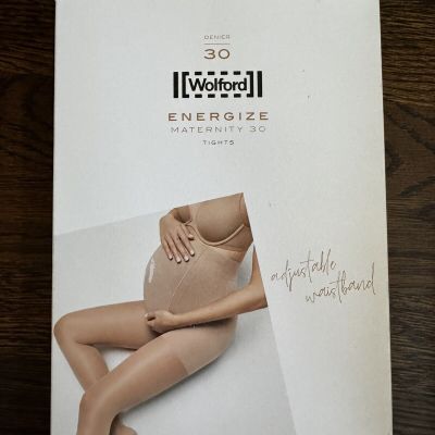 Wolford Energize Maternity Tights 30 Den New Size XL Fairly Light/White