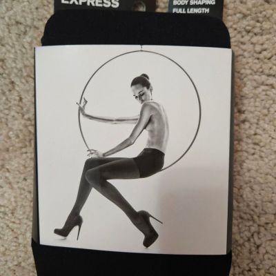 Express Women Black Body Shaping Full Length Tights Stocking Size Small