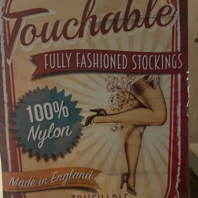 Touchable fully fashioned Havana heel nylon stockings, black, X-Small