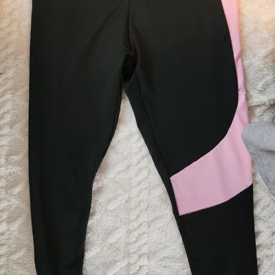 Shein Black And Pink 0XL Liquid Shiny Leggings