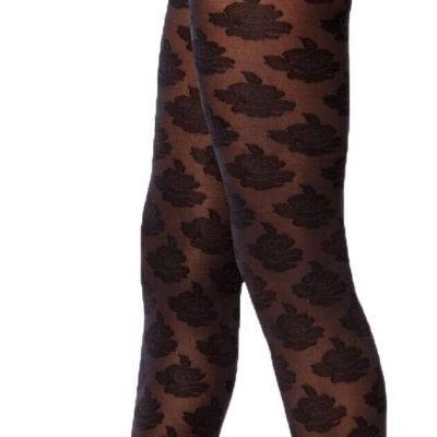 Hue Rose Tights with Control Top Medium-Large  Black
