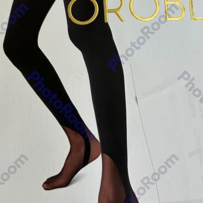 OROBLU Opaque Tights with Gaiter Effect 80, Black, size S-M, NWT