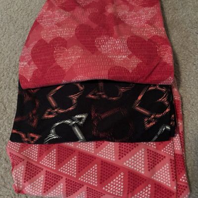 Three Lularoe Valentines Day Hearts Leggings Women’s Size Tall & Curvy