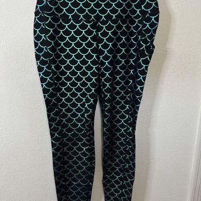 Torrid Active High Rise Mermaid Metallic Full Length Leggings Sz 1XL