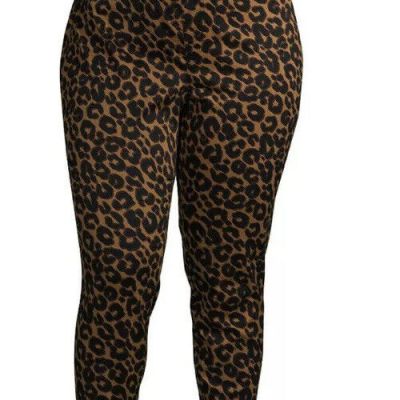 TERRA & SKY Leopard Jeggings Skinny Mid Rise Size 5X Womens tan and black New