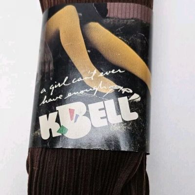 Vintage Womens K Bell Nylon Lycra Tights Panty Hose Brown One Size 100-150 Lbs