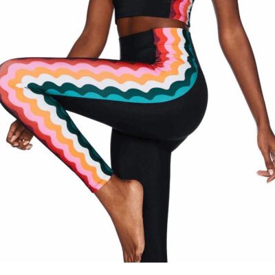 Beach Riot Women's Megan Leggings Yoga Gym Tropical Wave Black Size S NWT