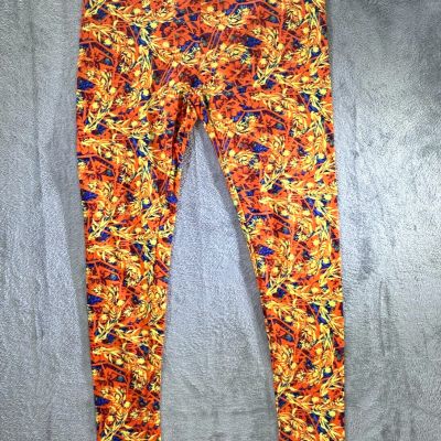 New TC Tall & Curvy LulaRoe Leggings - Orange Blue Yellow - Bright Loud