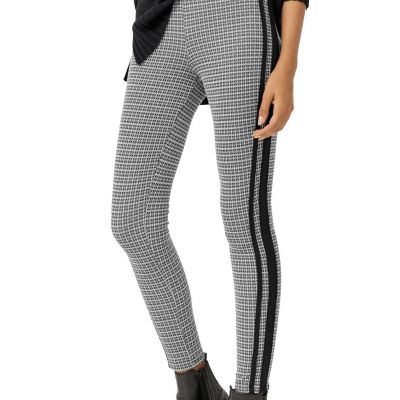 ellos Women's Plus Size Side-Stripe Plaid Ponte Leggings