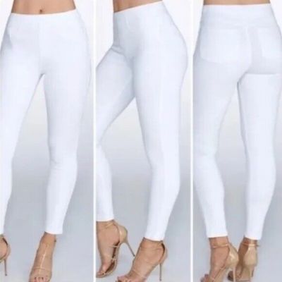 Spanx Woman’s White Small Denim Stretch Slimming Jeggings  24” Inseam EUC