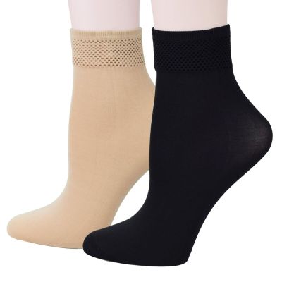 Women's 10 Pairs Modal Opaque Ankle High Tights Hosiery Socks Beige+Black 9-1...