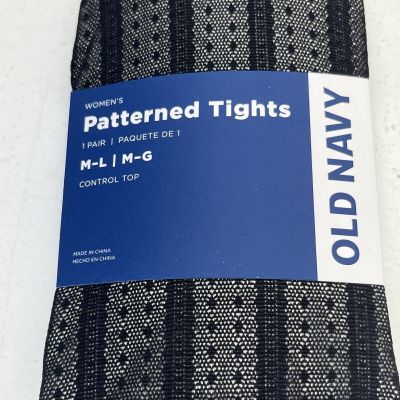 Old Navy Black Control Top Patterned Tights Women’s Size Medium-Large