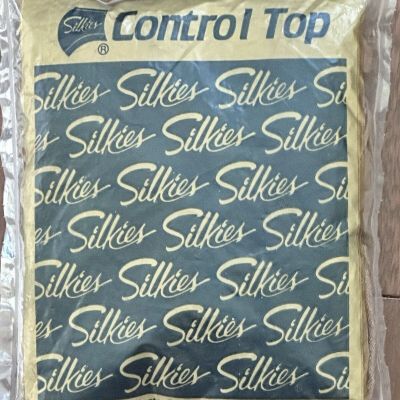 SILKIES CONTROL TOP TIGHTS ~ LARGE BEIGE HONEY - 070302 COTTON LINED GUSSET- USA