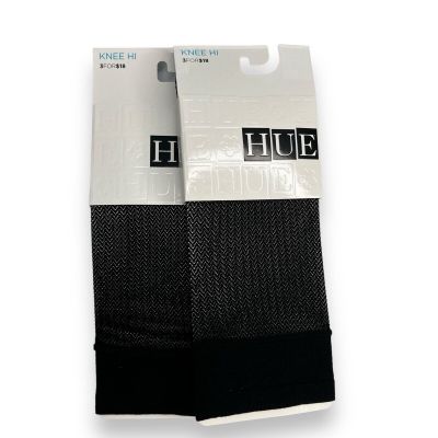 Hue Women’s Herringbone Net Knee-Hi Black One Size Fits Most 2 Pair