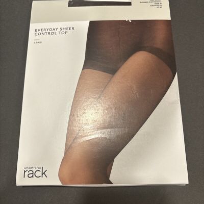 Nordstrom rack everyday sheer controls top stockings size D brown espresso