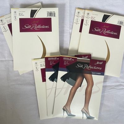 Lot Of 7 Hanes Silk Reflections Control Top Pantyhose Style 718 Size AB