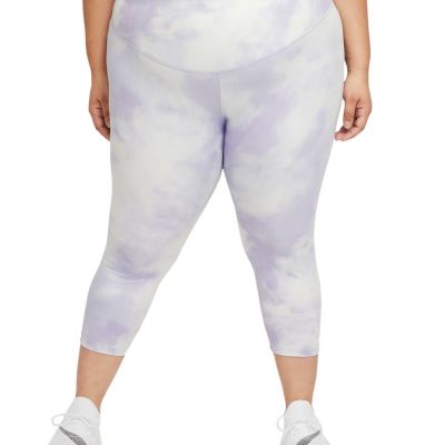 Nike Womens Plus Size One Icon Clash Crop Leggings Size:2X,Light Thistlewhite