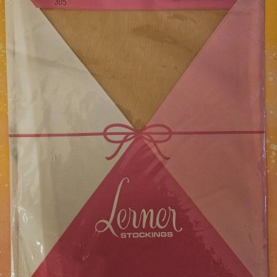 VTG Lerner Plain Knit Stockings-Sunspice-Size 10-32-33