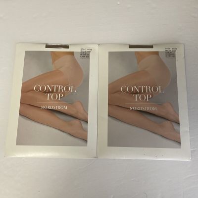 Nordstrom Control Top Pantyhose 20 Denier Size B Color Medium Nude Lot Of 2