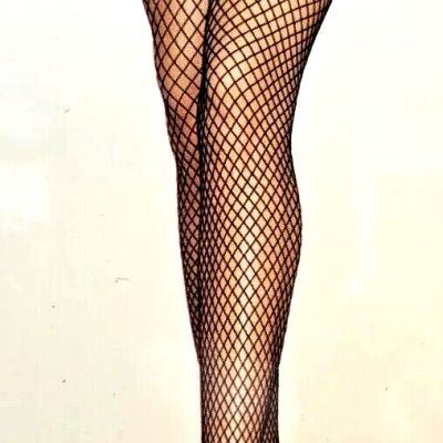 Leg Avenue Women's Stay-Up Lace Top Fishnet Thigh Highs Stocking - Black