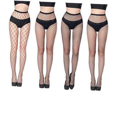 High Waisted Fishnet Tights Stockings Women, High Waist One Size Black