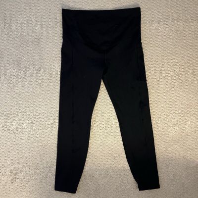 Gap Fit Maternity Leggings Size M Performance Cotton Black Over Bump With Pocket