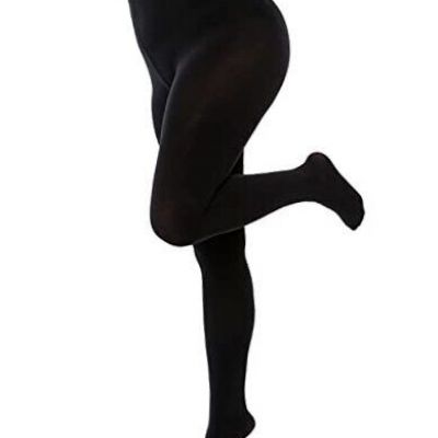 2 Pairs Tights for Women Opaque 120D Plus Size Control Top Women X-Large Black