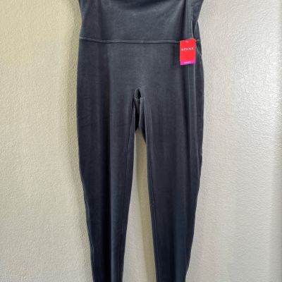 SPANX High Waist Stretch Velvet Leggings Gray Chrome Plus Size 2X Shaping NEW