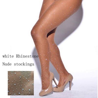 Elegant Black Stocking Tights with Rhinestone Mesh Fishnet Design for Women